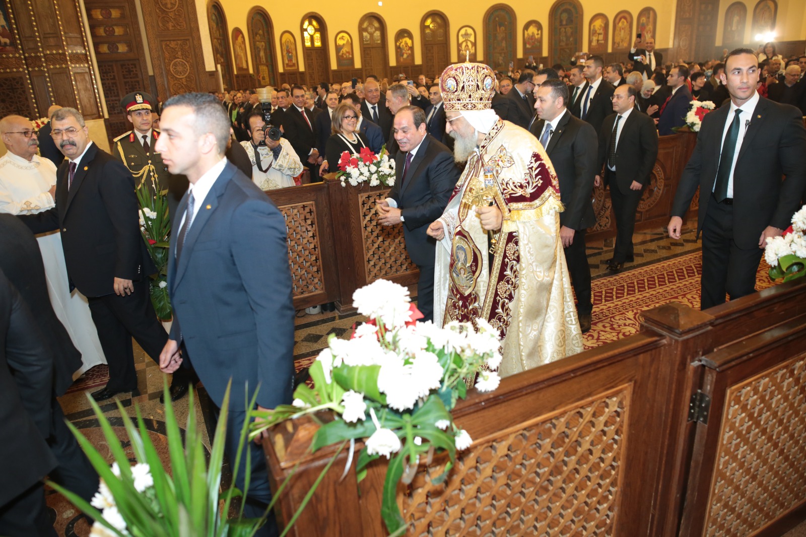 A photo of Sisi and Pope Tawadros at Christmas Mass