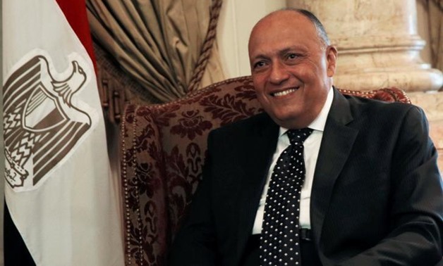 Egypt's Foreign Minister Sameh Shoukry smiles during his meeting with Russian Foreign Minister Sergei Lavrov in Cairo, Egypt May 29, 2017. REUTERS