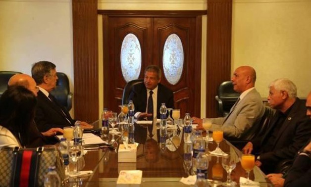 Minister of youth and sports Khaled Abdel Aziz in the meeting with board of NADO - Press image courtesy media center of the mnistry of sports.