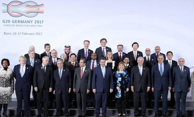 Participants pose for a family photo during G20 Foreign Ministers Meeting in Bonn, Germany on 16 February 2017 CC