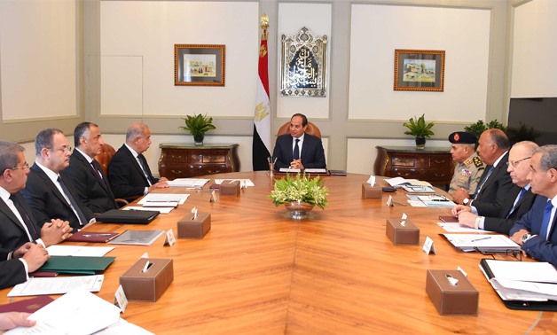 President Sisi during his meeting with a number of ministers on Saturday – Press photo