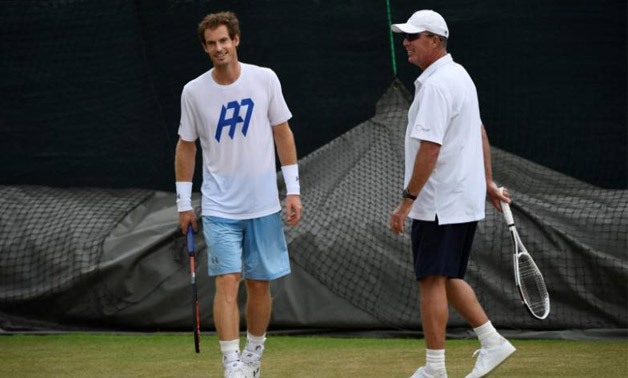 Reat Britain's Andy Murray with coach Ivan Lendl during a practice session REUTERS