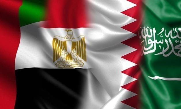 The flags of Egypt, Suadi Arabia, UAE and Bahrain- File photo