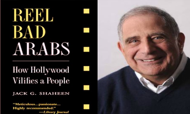 Photo for Jack Shaheen poster on his book titled "Reel Bad Arabs" photo file 