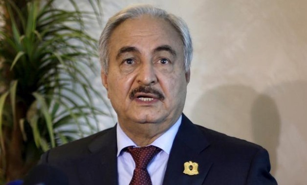 Libyan General Khalifa Haftar, chief of the army loyal to the internationally recognized government, speaks during a news conference in Amman, Jordan August 24, 2015. REUTERS/Muhammad Hamed
