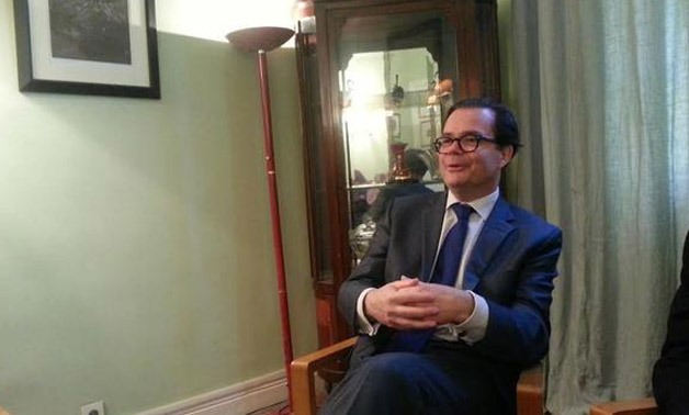 French Ambassador during meeting - Press photo