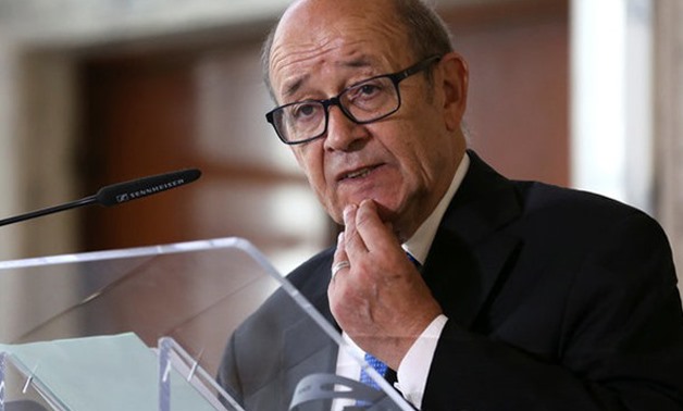 French Foreign Minister Jean-Yves Le Drian speaks during a meeting on migration in Rome, Italy July 6, 2017- REUTERS.