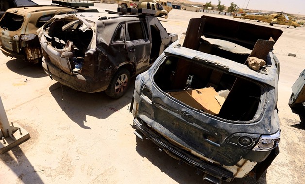 Vehicles used for suicide car bombings, made by Islamic State militants, are seen at Federal Police Headquarters after being confiscated - REUTERS/Thaier Al-Sudani