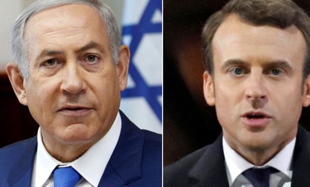 PM Benjamin Netanyahu (L), French President Emmanuel Macron (R)