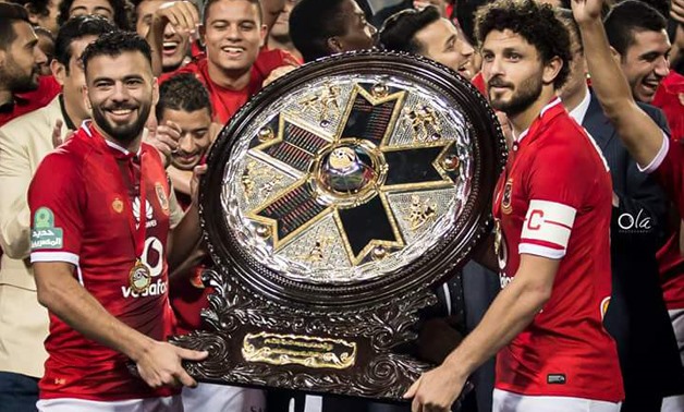 Al Ahly players celebrating with the Egyptian league shield – Press image courtesy FIFA’s official Twitter account