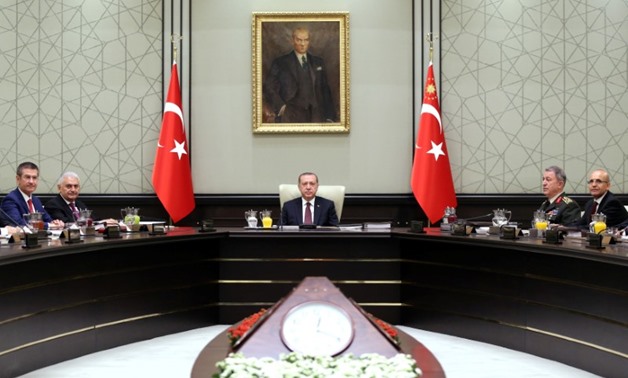 Turkish President Tayyip Erdogan chairs a National Security Council meeting in Ankara, Turkey, July 17, 2017. Yasin Bulbul/Presidential Palace/Handout via REUTERS
