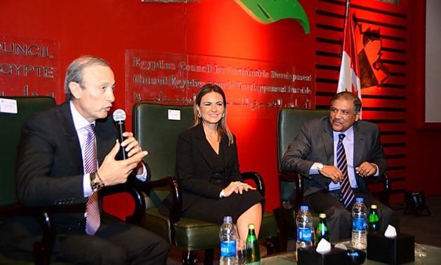 Investment Minister Sahar Nasr (middle) in CEBC forum – Press photo by office of Investment Ministry’s spokesperson 