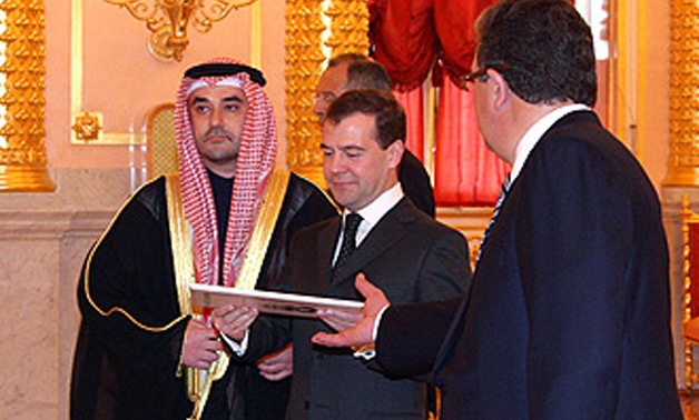 UAE ambassador to Russia (L) with Russian  Prime Minister Dmitry Medvedev (C) - CC via Wikimedia- Kremlin