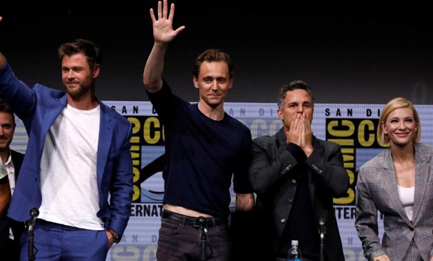 Cast members Chris Hemsworth (L), Tom Hiddleston (2nd L), Mark Ruffalo and Cate Blanchett at a panel for "Thr: Ragnoarok" during the 2017 Comic-Con International Convention - Reuters