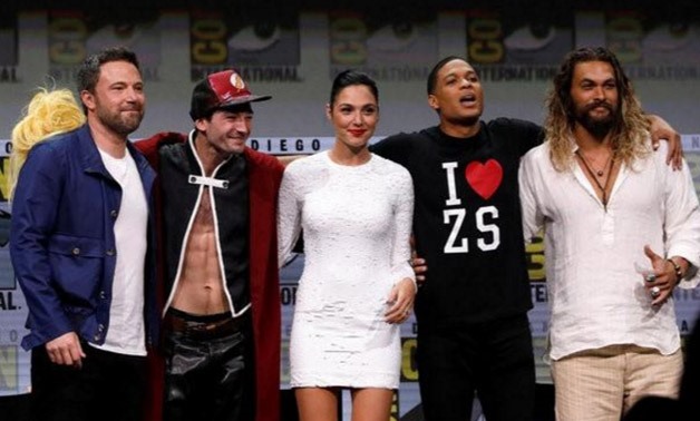 Cast members (L-R) Ben Affleck, Ezra Miller, Gal Gadot, Ray Fisher and Jason Momoa at a panel for "Justice League" during the 2017 Comic-Con International Convention - Reuters