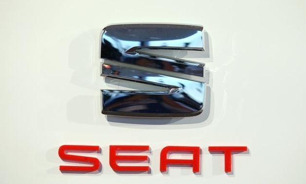 A logo of Spanish carmaker SEAT, part of the Volkswagen Group, is seen during a news conference in Barcelona, Spain June 1, 2017.
