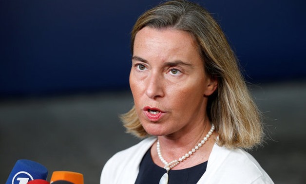European Union foreign policy chief Federica Mogherini talks to the media ahead of an European Union foreign ministers' meeting in Brussels, Belgium, July 17, 2017. REUTERS/Francois Lenoir

