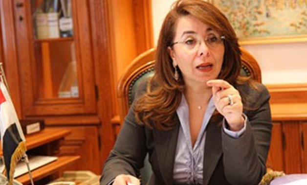 FILE- Egypt's Minister of Social Solidarity Ghada Wali