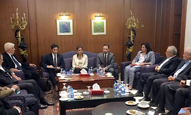  Minister of International Cooperation Sahar Nasr during the Egyptian-Jordanian Higher Committee meeting in Amman- Press Photo