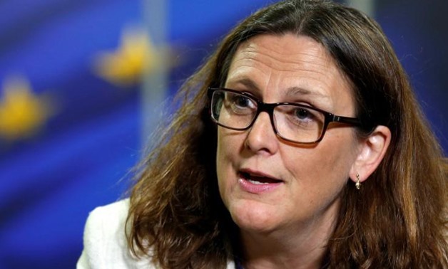 FILE PHOTO: European Trade Commissioner Cecilia Malmstrom speaks during an interview with Reuters at the EU Commission headquarters in Brussels, Belgium, July 20, 2017. Francois Lenoir