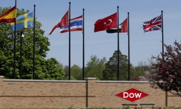 The Dow logo is seen at the entrance to Dow Chemical headquarters - Reuters