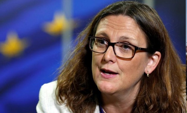 European Trade Commissioner Cecilia Malmstrom speaks during an interview with Reuters at the EU Commission headquarters in Brussels - Reuters