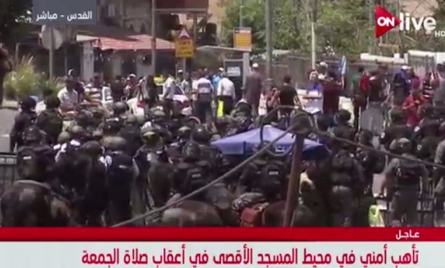 Israeli Forces Heavily deployed at Al-Aqsa Mosque - Screenshot onlive TV