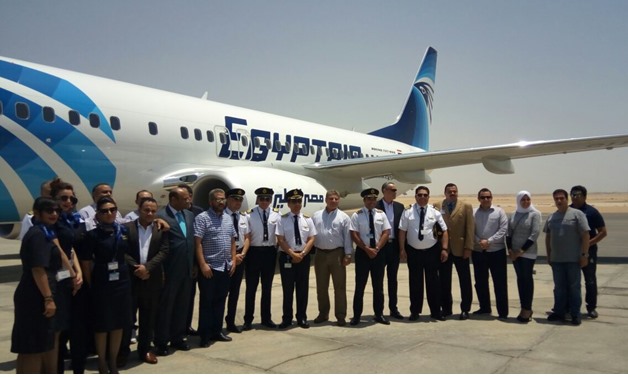 EGYPTAIR crew receives the 6th B737/800NG Boeing Jet at Cairo International Airport on July 28- File Photo