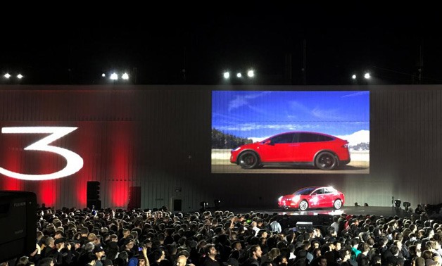  Tesla introduces one of the first Model 3 cars off the Fremont factory's production line- California, U.S., July 28, 2017.Alexandria Sage