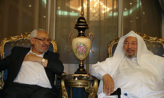 Ennhada Movement Leader Rachid Ghannouchi and Shiekh Youssef Qaradawi on 8 November 2016 via Qaradawi's Twitter Account