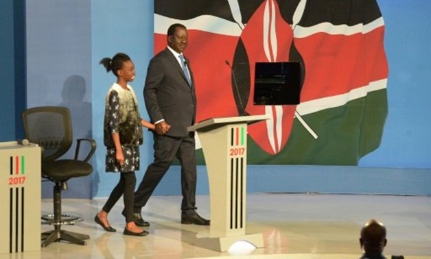 © /SIMON MAINA/AFP/File | Kenya's National Super Alliance leader Raila Odinga arrives for a presidential debate in Nairobi on July 24, 2017
