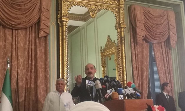 Head of Tomorrow Movement Ahmed Jarba gives a speech in a press conference in Cairo - Aya Samir/Egypt Today