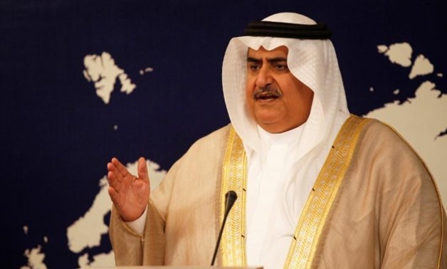 Bahrain Foreign Minister Sheikh Khalid bin Ahmed Al Khalifa speaks during a news conference in Manama- Bahrain August 29- 2016 - Reuters