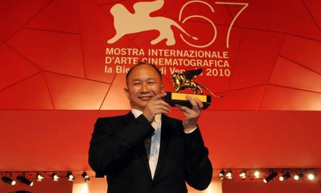 John Woo winning the Golden Lion for Career Achievement in Venice in 2010 (Photo courtesy of Venice Film Festival press release) 