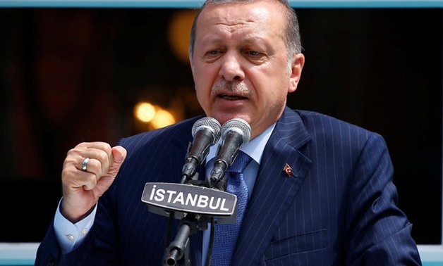 Turkish President Tayyip Erdogan makes a speech during the re-opening of the Ottoman-era Yildiz Hamidiye mosque in Istanbul, Turkey, August 4, 2017. Picture taken August 4, 2017. REUTERS