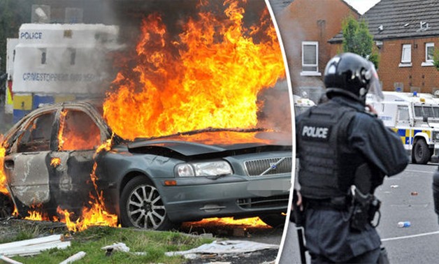 Disused building, cars torched in Northern Ireland violence
