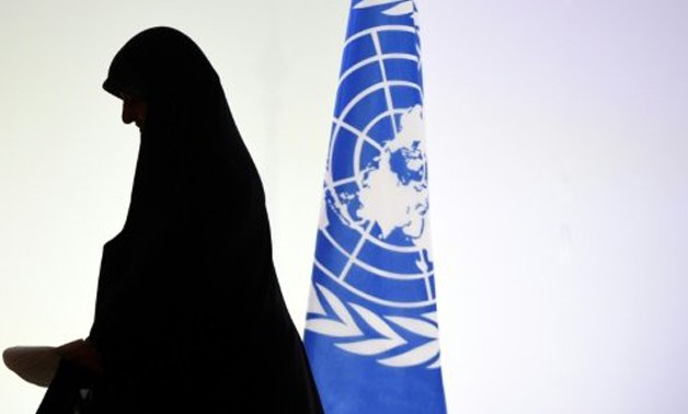 © AFP/File | Iran's new vice president for women's affairs Masoumeh Ebtekar delivers a speech at the World Climate Change Conference outside Paris on November 30, 2015