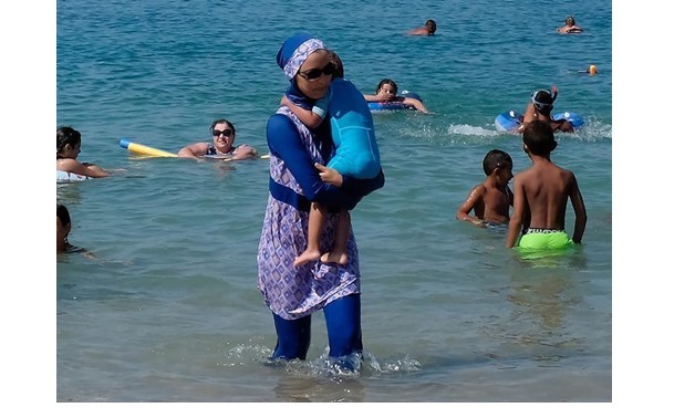A woman wearing a burkini