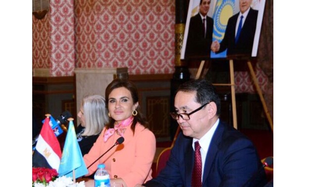  Minister of Invetsment Sahar Nasr during her meeting with Khazakh ambassador Arman Issagaliyev - Press Photo