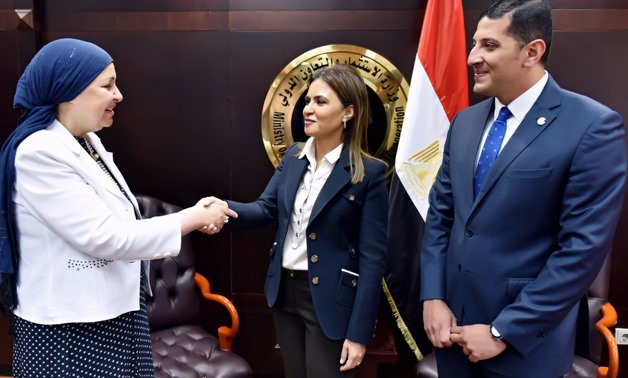 Minister ofInvestment Sahar Nasr with GaFI's executive director and deputy director - Press Photo