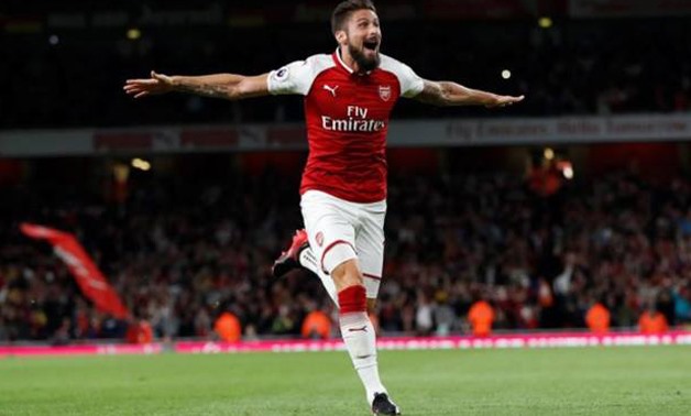 Football Soccer - Premier League - Arsenal vs Leicester City - London, Britain - August 11, 2017 Arsenal's Olivier Giroud celebrates scoring their fourth goal Action Images via Reuters/Paul Childs