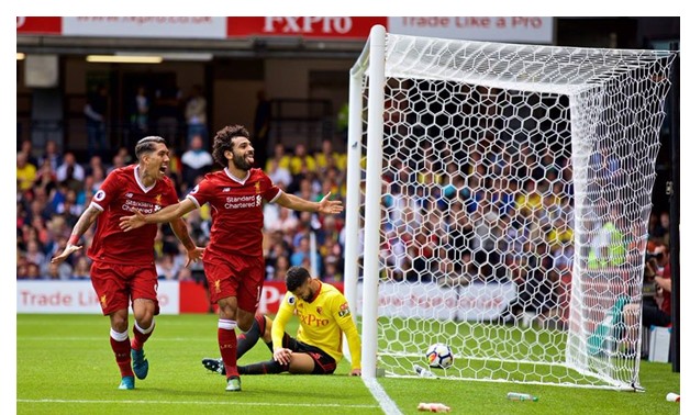 Salah celebrating his goal against Watford – Liverpool FC Facebook Page