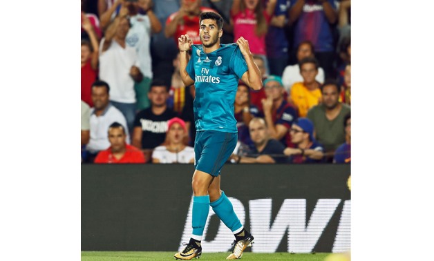 Marco Asensio after celebrating his goal – Press image courtesy Real Madrid’s official Twitter account.