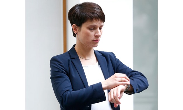 Frauke Petry, leader of the anti immigration party Alternative fuer Deutschland (AFD) before a press conference in Berlin, Germany, May 15, 2017. REUTERS/Hannibal Hanschke