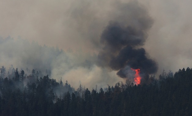 A wildfire burns north east of the town of Cache Creek, British Columbia, Canada on July 18, 2017.