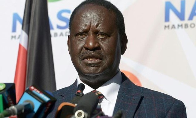 Kenya's opposition leader Raila Odinga gives a press conference on August 16, 2017 at the offices of the National Super Alliance (NASA) coalition in Nairobi- AFP
