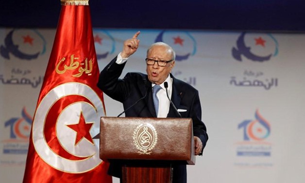  Tunisian President Beji Caid Essebsi speaks during the congress of the Ennahda Movement in Tunis, Tunisia May 20, 2016 AFP