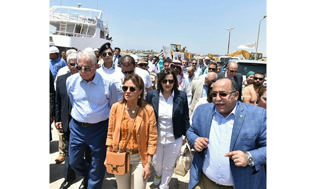 Minster of Investment and International Cooperation Sahar Nasr inspects the developments works of the "Fishing" Port in South Sinai on Saturday - Press photo