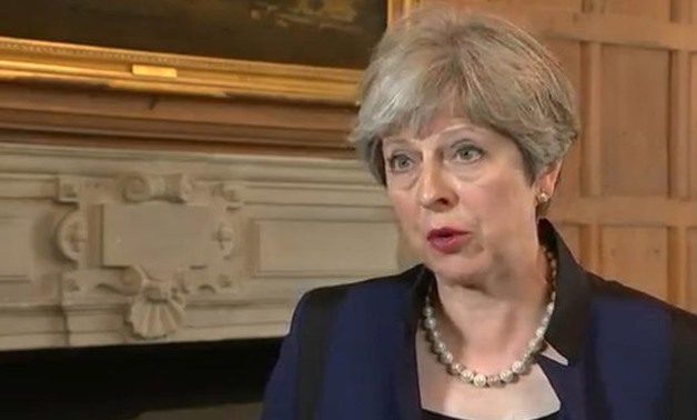 A still image taken from video footage shows Britain's Prime Minister, Theresa May, speaking about the recent attacks in and near Barcelona, from her country house Chequers near Aylesbury, Britain August 18, 2017. REUTERS/UK Pool via REUTERS TV ATTENTION 