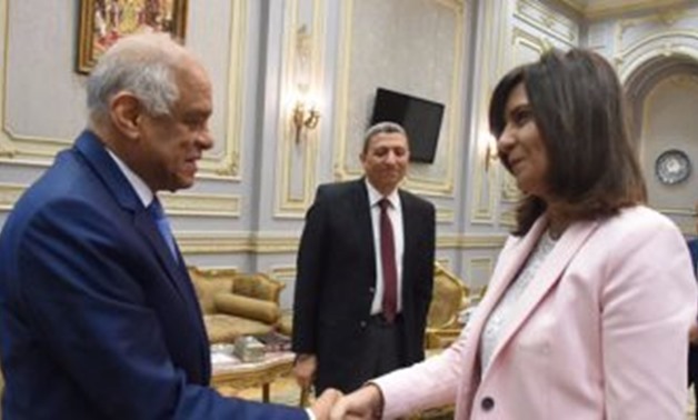 House of Representatives Speaker Ali Abdel Aal receives  Immigration Minister Nabila Makram - File Photo 